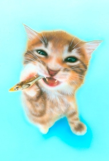 リアリズム絵画 動物の絵 動物イラスト 子猫の絵 メインクーン Maine Coon